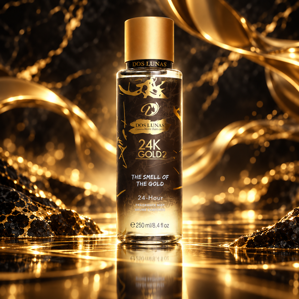 صورة توضيحية لطريقة استخدام معطر 24K Gold 2 من DOS LUNAS
