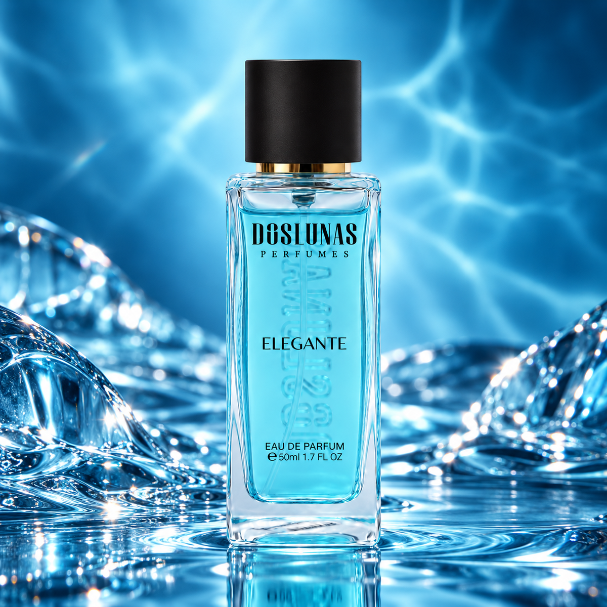 زجاجة عطر DOS LUNAS Elegante 91 أو دو بارفان في مشهد مائي أزرق