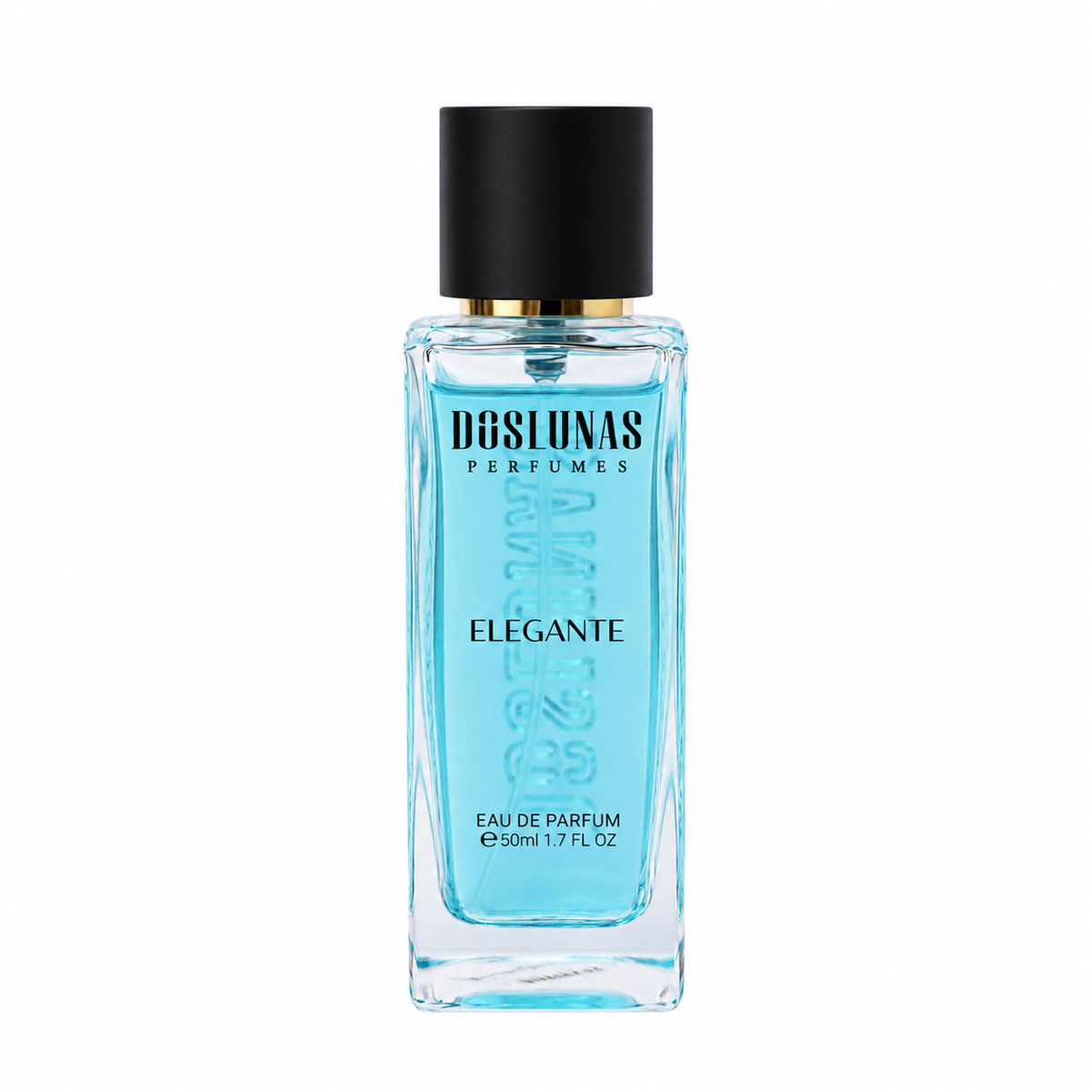 زجاجة عطر DOS LUNAS Elegante 91 أو دو بارفان على خلفية بيضاء