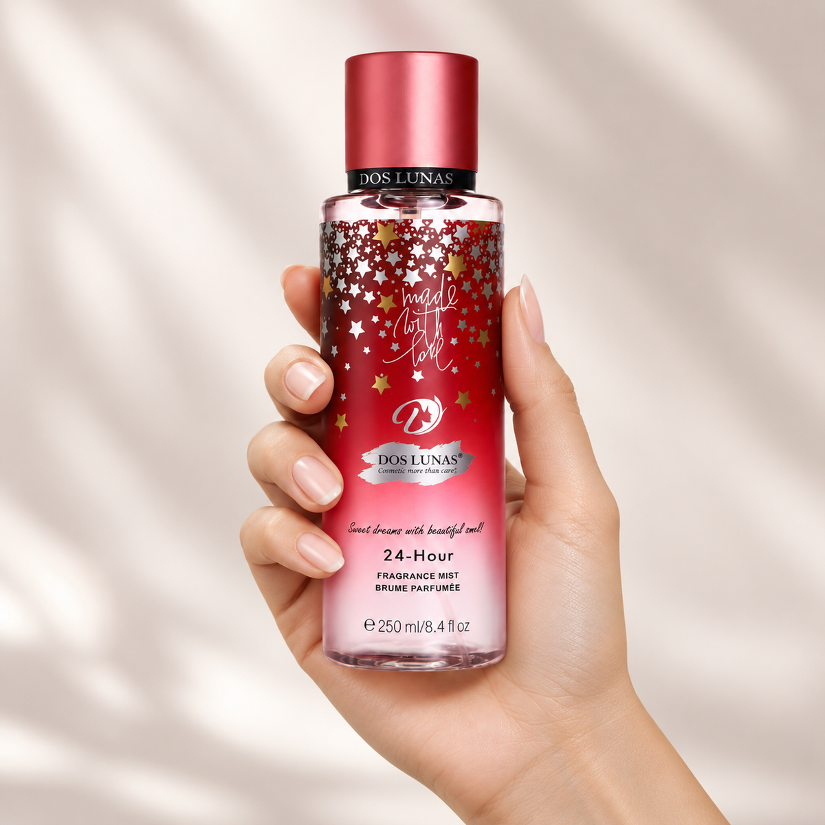 صورة توضيحية لاستخدام معطر Made With Love على الشعر والجسم