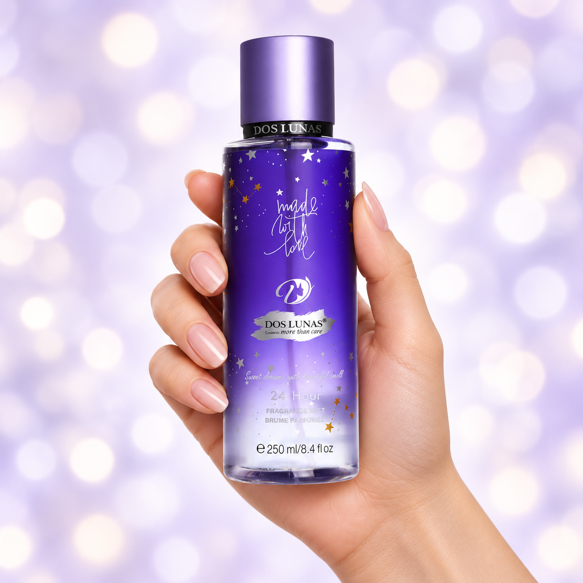 صورة توضيحية لاستخدام معطر Made With Love Stars على الشعر والجسم