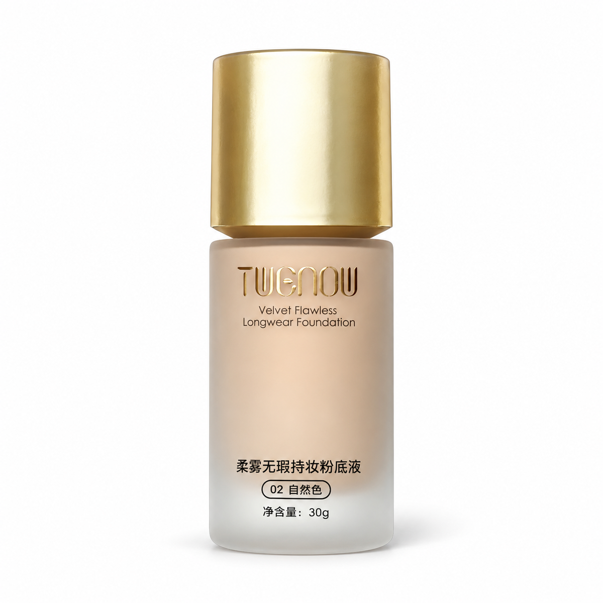 عبوة كريم أساس TWENOW Velvet Flawless بدرجة 02 Natural بحجم 30 غ على خلفية بيضاء